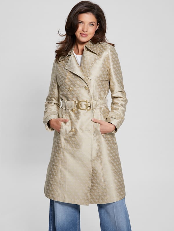Guess Between Seasons Coat female gold logo print size XS