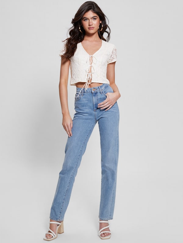 Guess white lace discount top