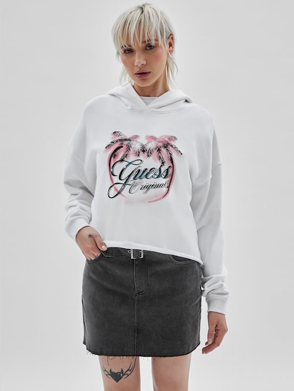 White guess hoodie deals
