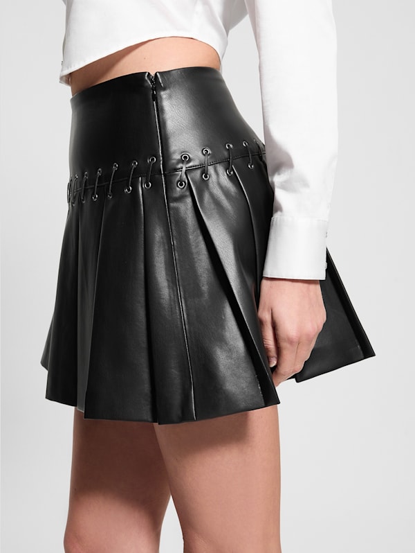 Kamilia Faux Leather Pleated Skirt GUESS