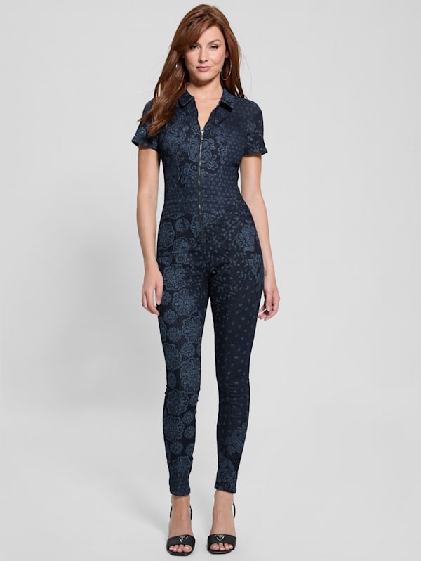 Grey denim jumpsuit clearance