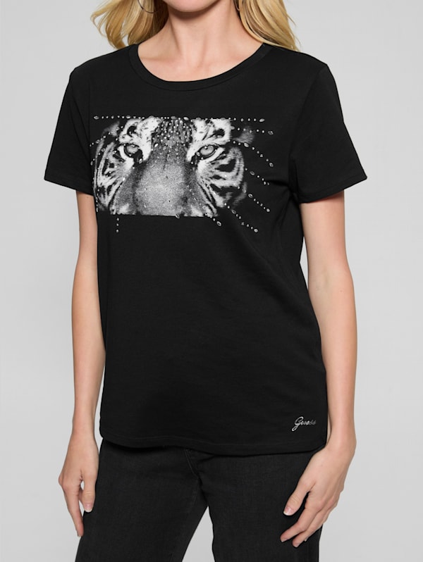 GUESS Eco Tiger Eyes Easy Tee Black S