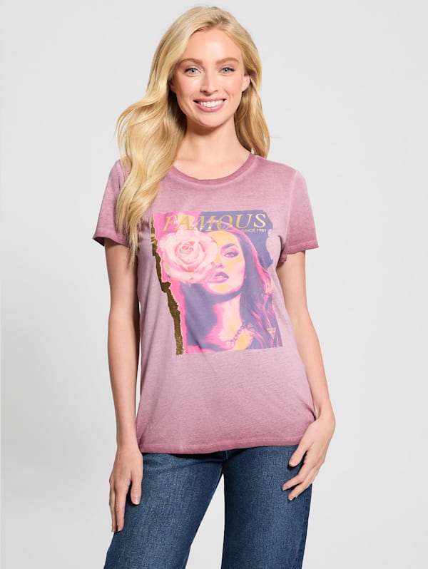 GUESS Eco Rose Graphic Easy Tee Red L