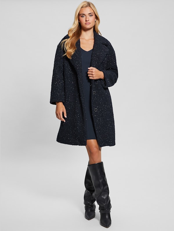 GUESS Berenice Sherpa Coat Blue L