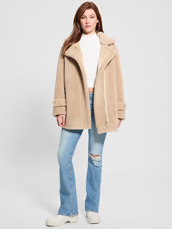 Elisabetta Faux Shearling Coat GUESS