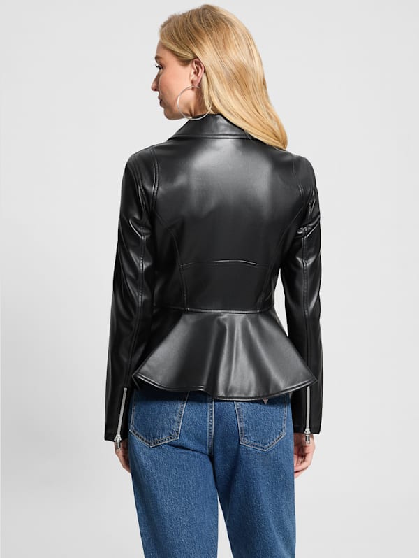 Bebe peplum moto leather jacket 2025
