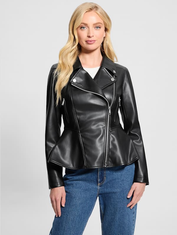 Guess peplum denim jacket best sale