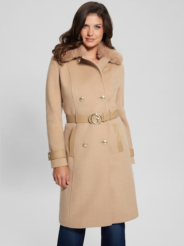 Guess belted coat shop