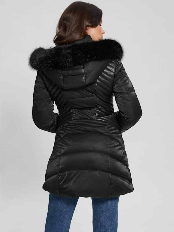 Oxana Hooded Puffer Coat GUESS Canada