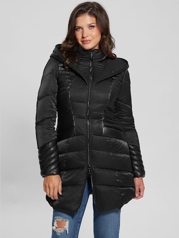 Black guess puffer jacket shop