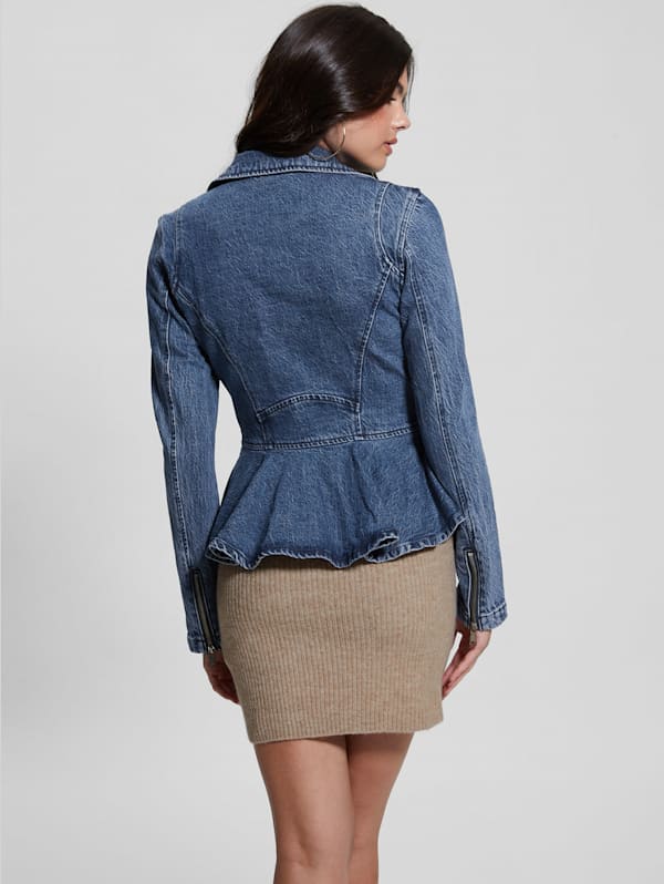 Guess denim peplum jacket clearance