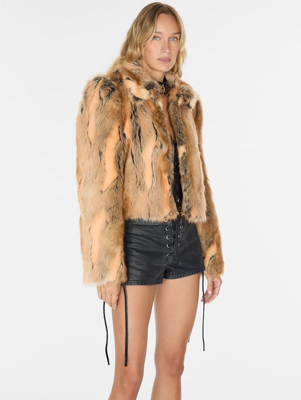 Guess faux fur jacket deals