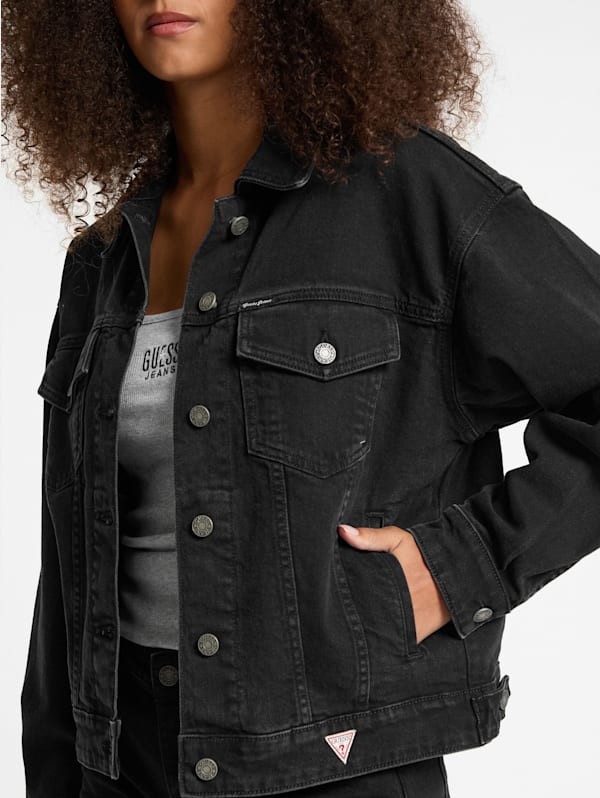 Guess denim jacket womens hot sale
