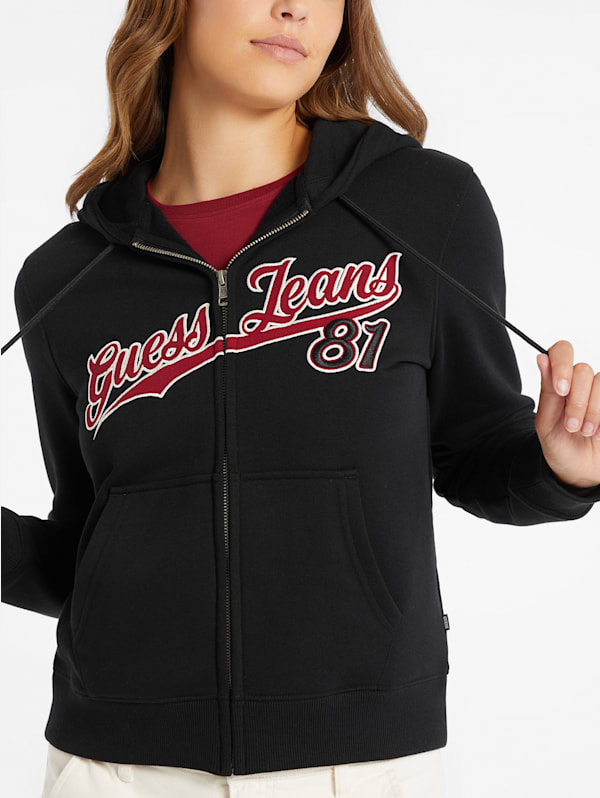 Classic Logo Patch Zip Up Hoodie GUESS Canada