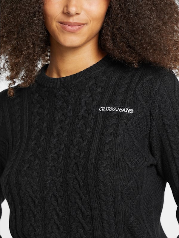 Wool Blend Cable Knit Sweater GUESS Canada