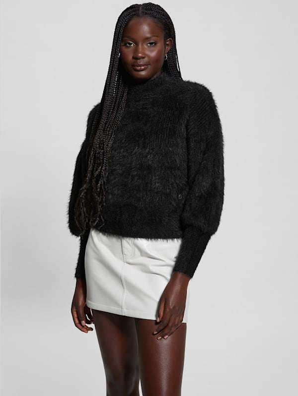 Fuzzy sweater with hood cheap