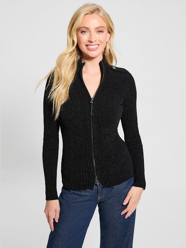 Zip front sweater online