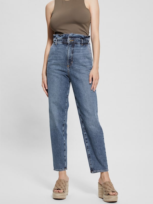 High waisted paperbag hot sale jeans