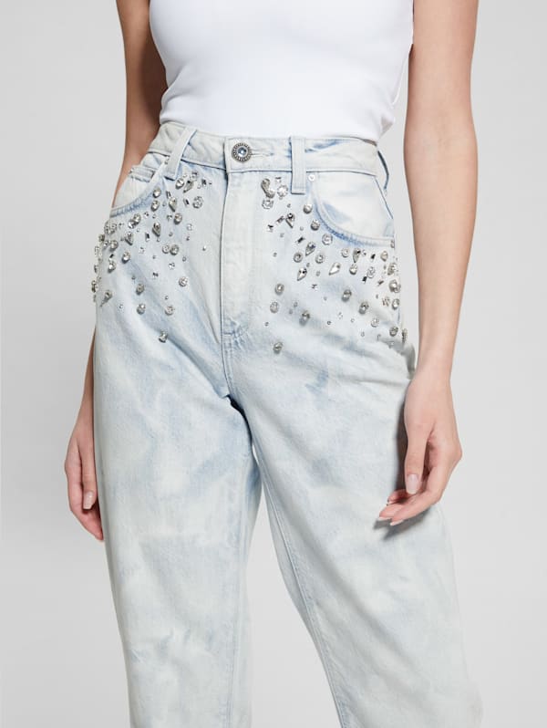 Mom Rhinestone Jeans GUESS Canada