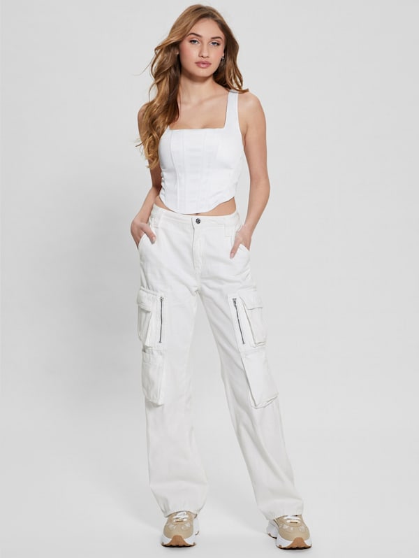 White cargo trousers womens 2025