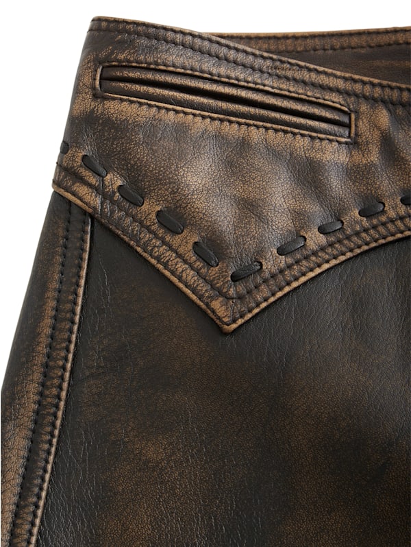 colorblock leather flare pants GUESS