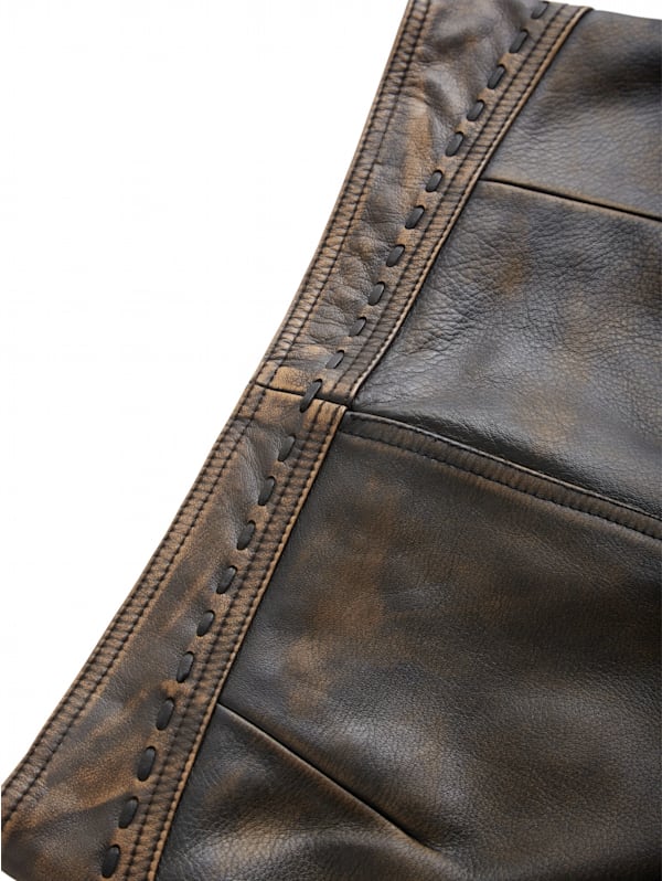 colorblock leather flare pants GUESS