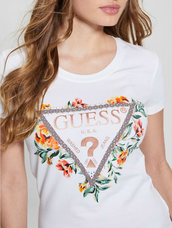 Crewneck Flowers Icon Tee GUESS