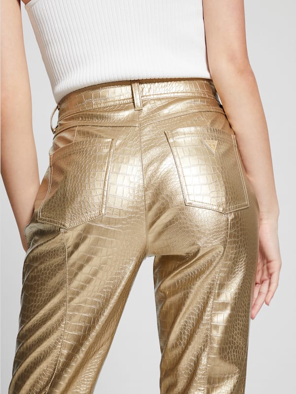 Two-Tone Leather High-Waisted Pants – Pearl And Rubies