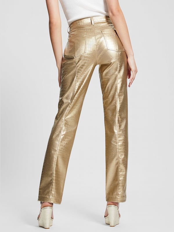 Women Satin Flared Pants Faux Ice Silk Trousers Bell-bottoms High