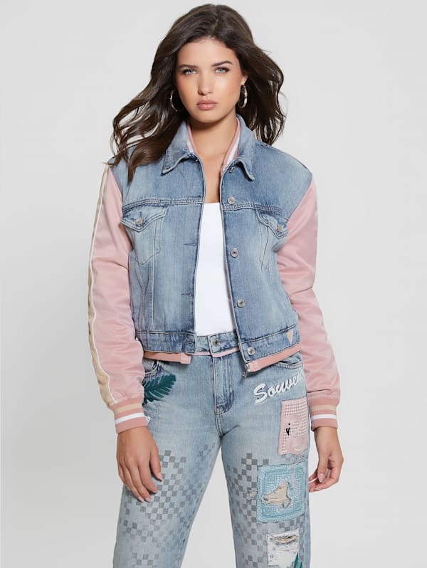 Guess embroidered denim jacket top
