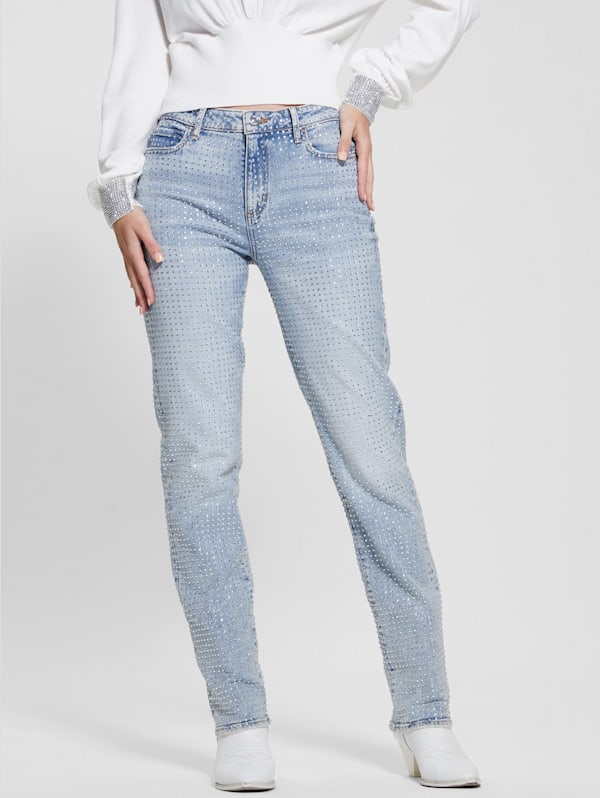 Rhinestone Quattro G Mom Jeans