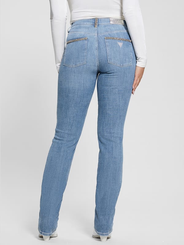 Plus Size Blue Embellished Mom Jeans