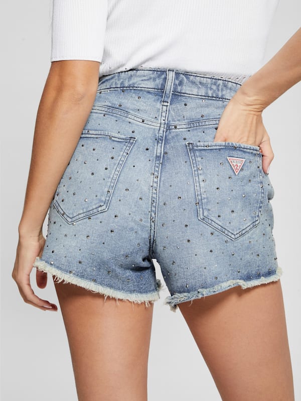 Rhinestone denim shorts best sale