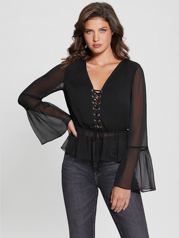 Lace Bell-Sleeve Top