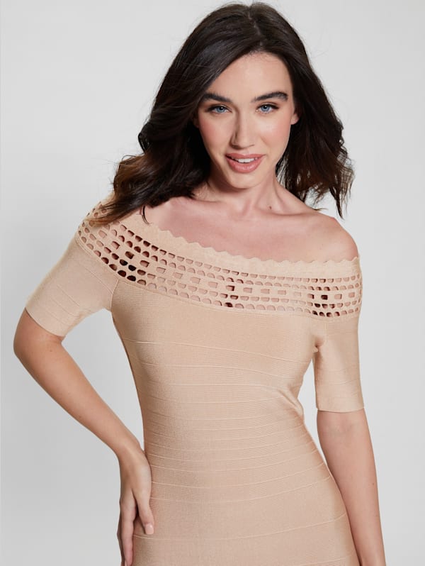 Gabriela Off the Shoulder Bandage Dress GUESS Canada