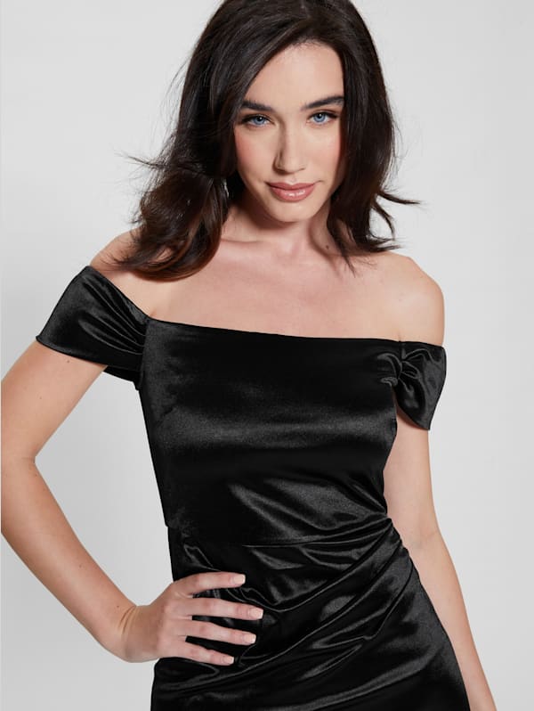 Guess black off the shoulder online dress