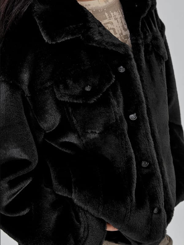 Faux fur guess jacket clearance