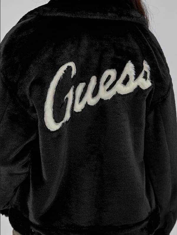 Guess faux fur logo bomber discount