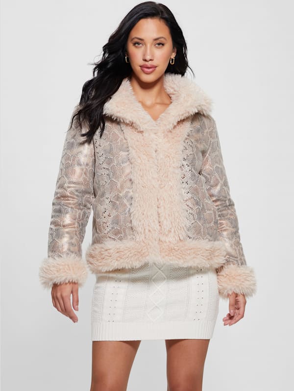 Guess reversible jacket with faux fur clearance