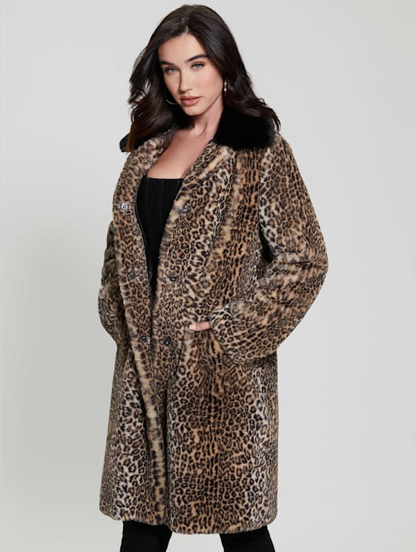 Guess leopard 2025 print coat