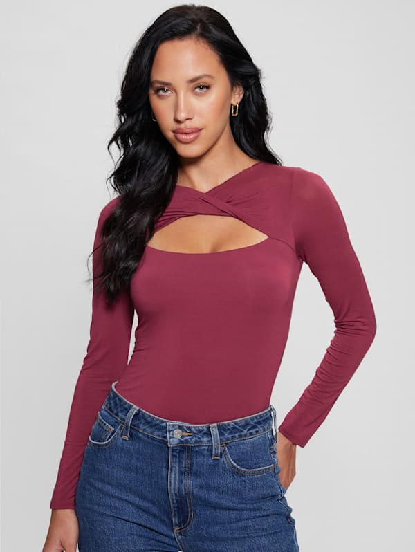 Guess red crop clearance top