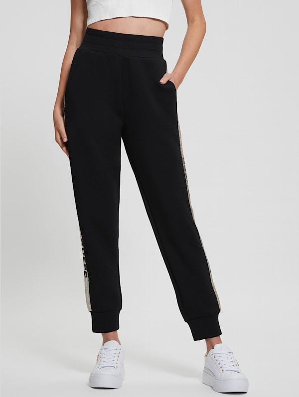 Guess Pants female Black logo print size XS
