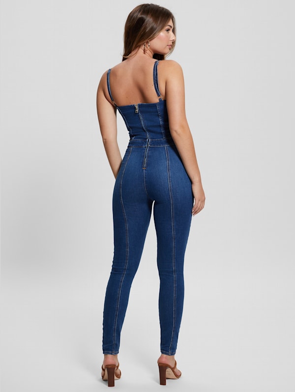 Guess white denim jumpsuit top