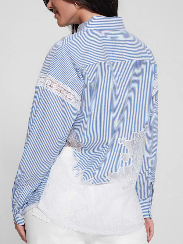 Blue striped guess shirt top