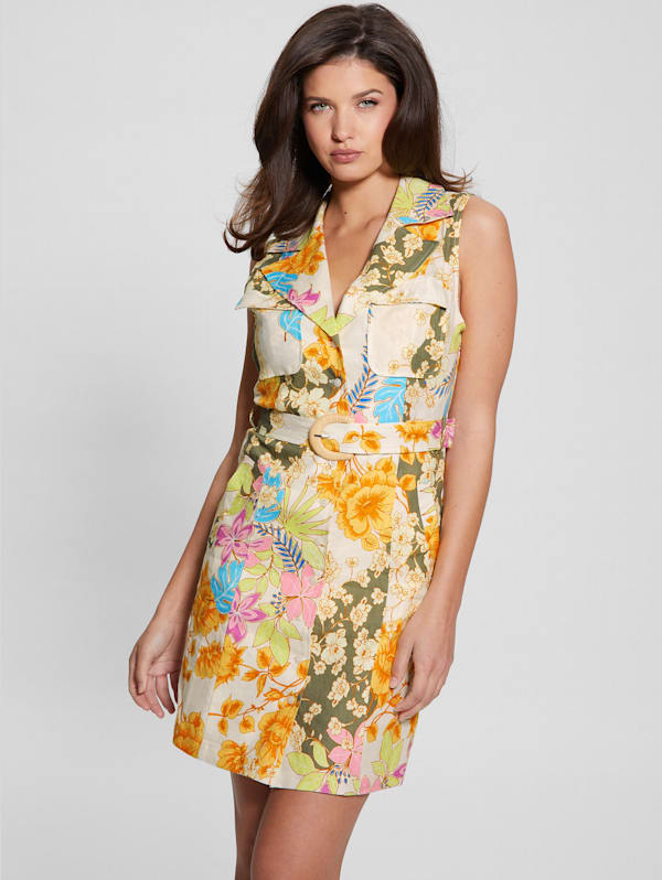 Eco Lydia Linen Shirt Dress GUESS Canada