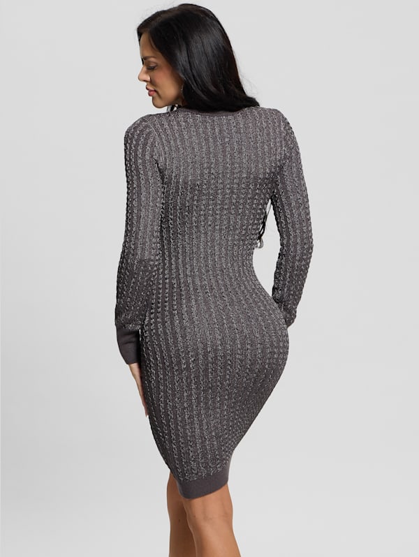 GUESS Josie Button Sweater Dress Grey L