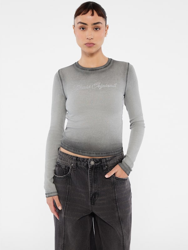 GUESS Originals Eco Rhinestone Long-Sleeve Top | GUESS
