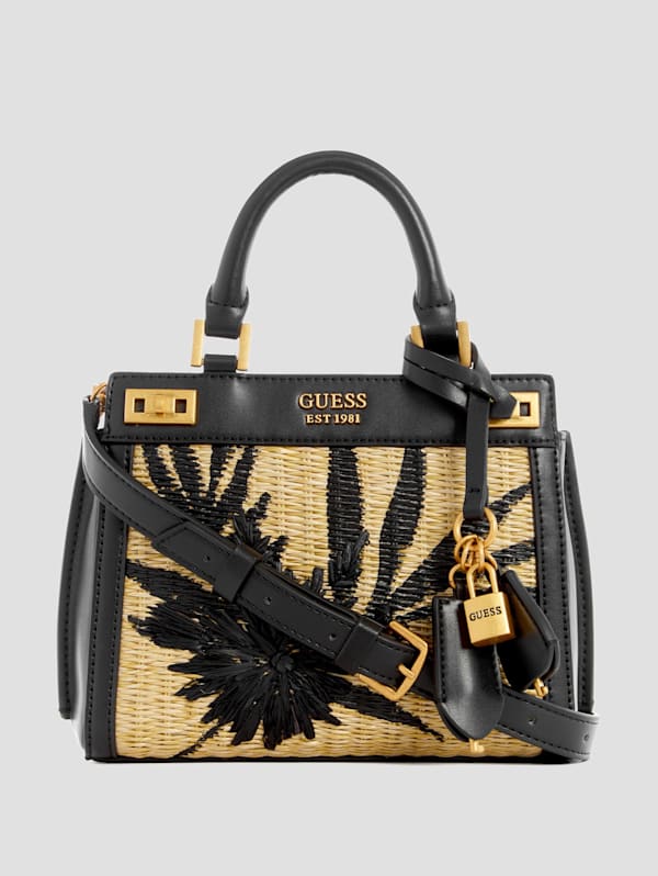 Shop GUESS Black Logo Katey Mini Satchel Bag for Women from
