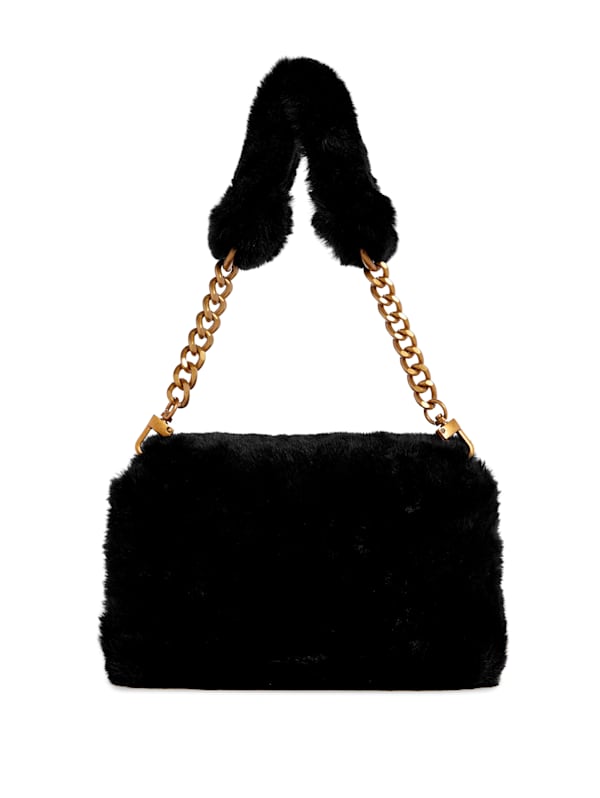 GUESS Samia Faux fur Shoulder Bag Black One Size