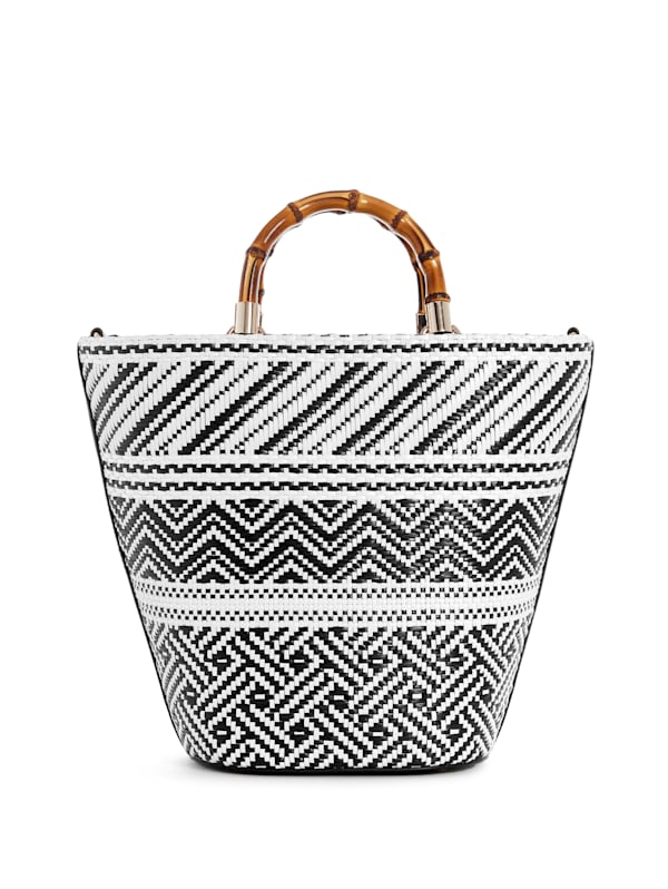 GUESS Happyland Straw Tote Black One Size